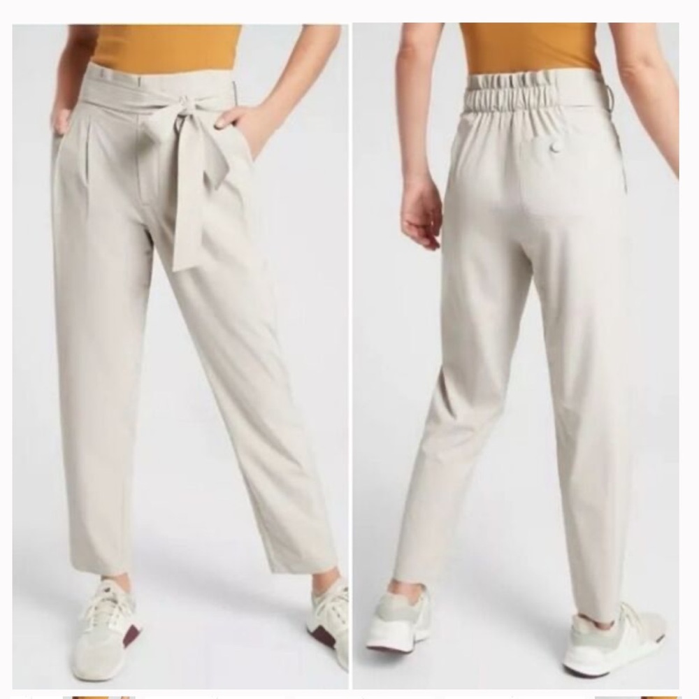 Athleta Light Beige Tie-Waist Trousers